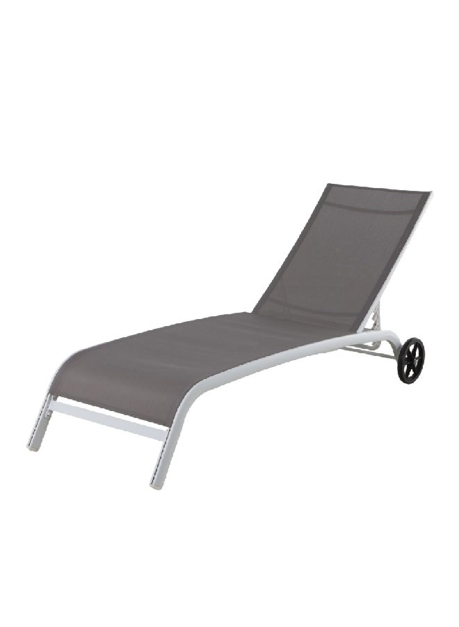 LIVING ACCENTS Aluminum Sling Sunlounger with Wheels brown and White 75 x 36 x 206 cm 761.0270.005 - Image 1