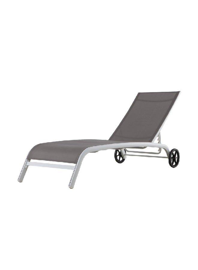 LIVING ACCENTS Aluminum Sling Sunlounger with Wheels brown and White 75 x 36 x 206 cm 761.0270.005 - Image 2