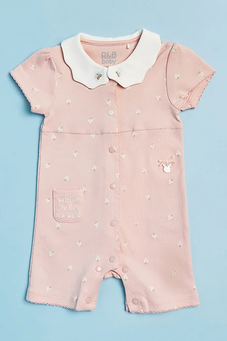 R&b Embroidered Rompers with Collar and Short Sleeves