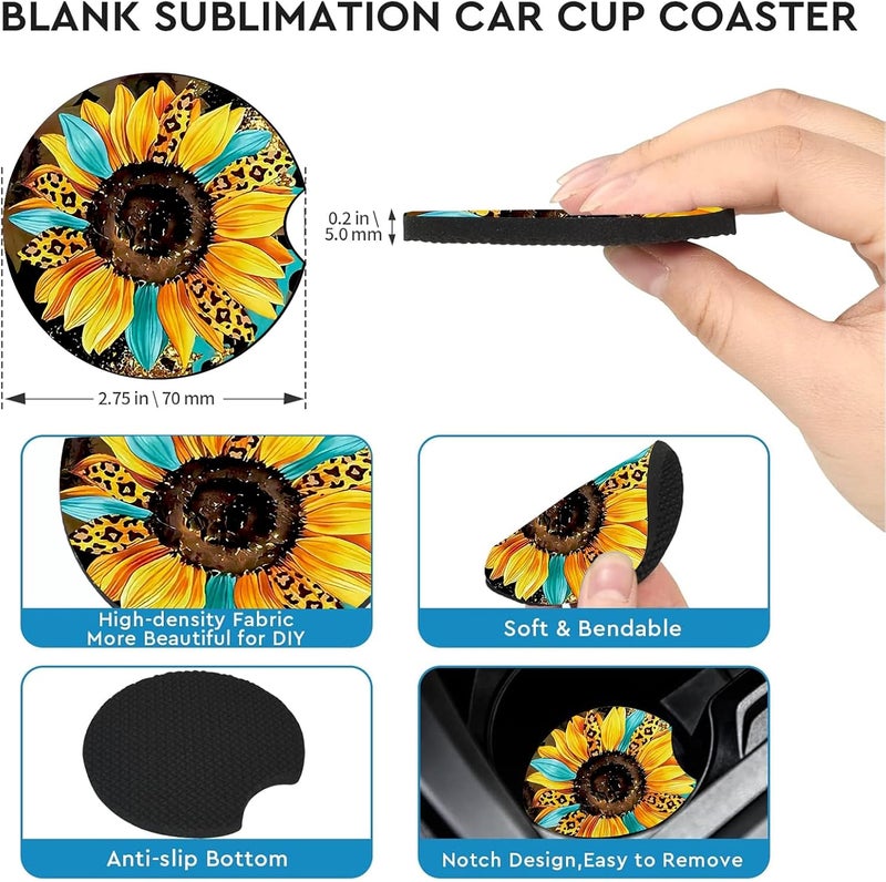Ldntly Car Coasters for Cup Holders,2 Pack Sunflowers Leopard Car Cup Holder Coasters,2.75" Universal Size Anti Slip Rubber Mat,Sunflowers Gifts for Women,Mom,Her,Wife,Girlfriend - Image 5