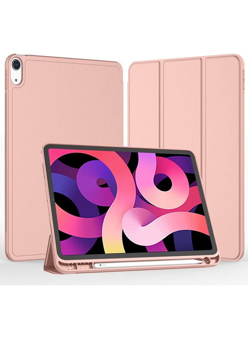 Theodor Case for iPad Air M3 2025/ M2 2024 11-Inch , iPad Air 5/4 (2022/2020 5th/4th Gen 10.9-Inch) with Pencil Holder, Slim Tablet Cover with Soft TPU Back, Auto Wake/Sleep Rose Gold - Image 1