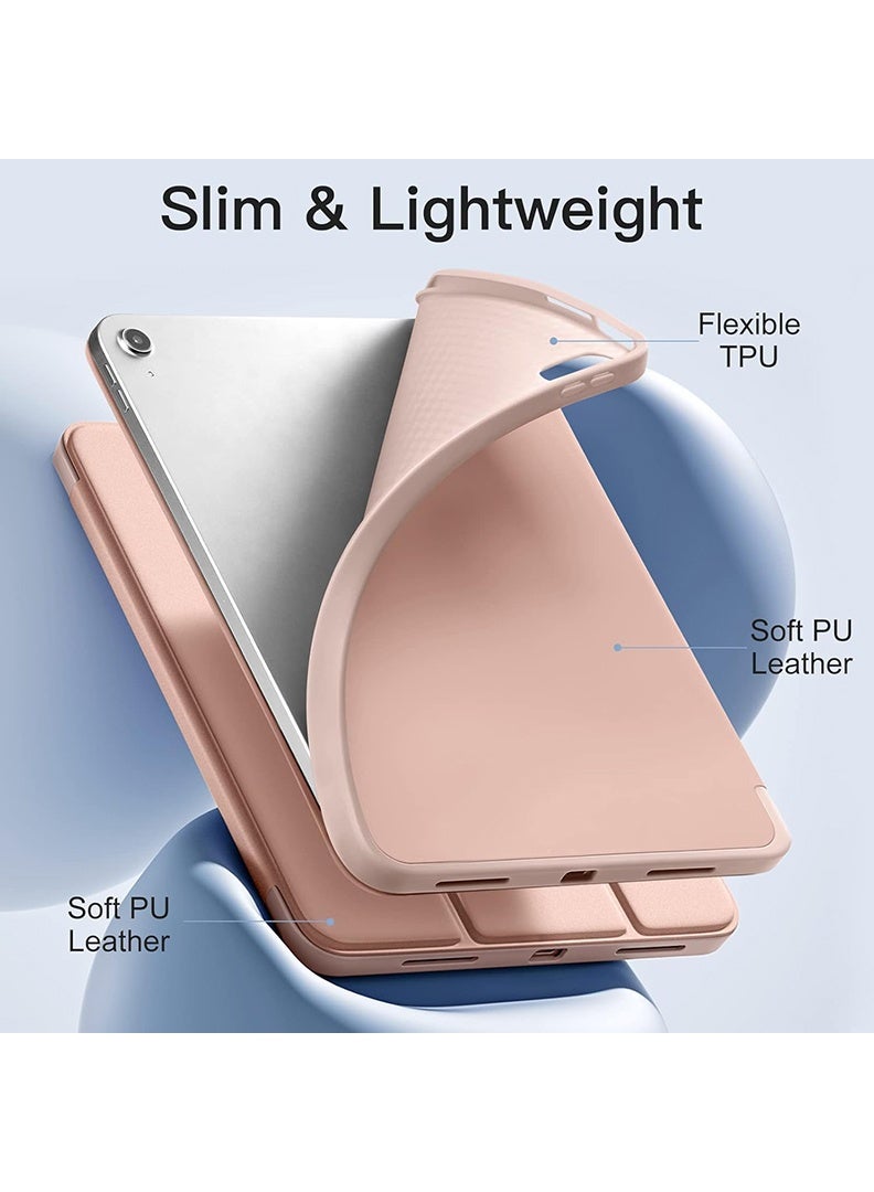 Theodor Slim Smart Case for iPad Air 11 Inch (M4 2026/ M3 2025/ M2 2024) Lightweight Slim Trifold Cover with Pencil Holder, Soft TPU Back, Auto Wake Sleep, Shockproof Protective Tablet Case - Rose Gold - Image 3