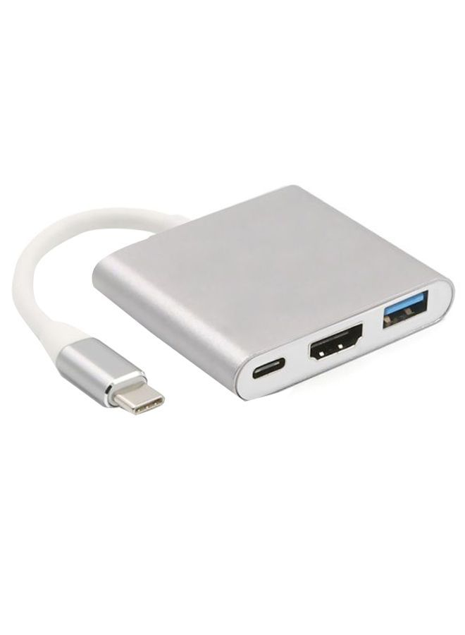 NIBEMINENT USB 3 Port Type-C Adapter Silver