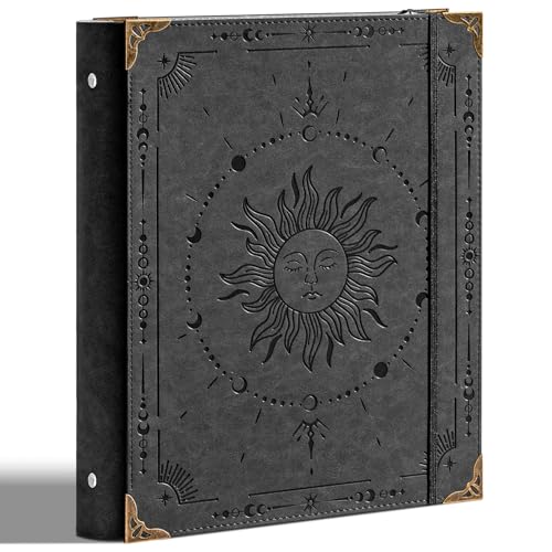 Ovesmusl PU Leather 3 Ring Binder 1 Inch Round Ring Binder Holds 200 Sheets 85x11 Letter Size Paper Wedding Family History Notebook Cover Loose Leaf Organizer Black - Image 1