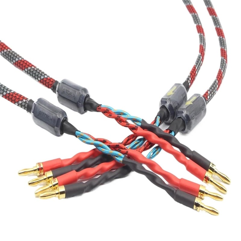 Oxygen Free Copper Audio Speaker Cable 2m HI FI Amplifier Cable with Banana Plugs - Image 3