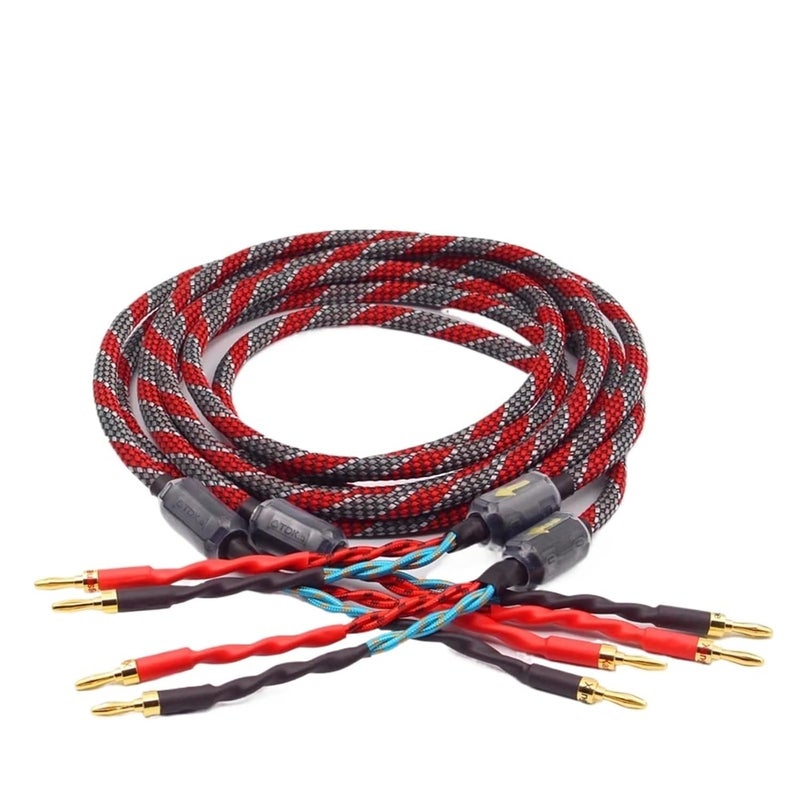 Oxygen Free Copper Audio Speaker Cable 2m HI FI Amplifier Cable with Banana Plugs - Image 1