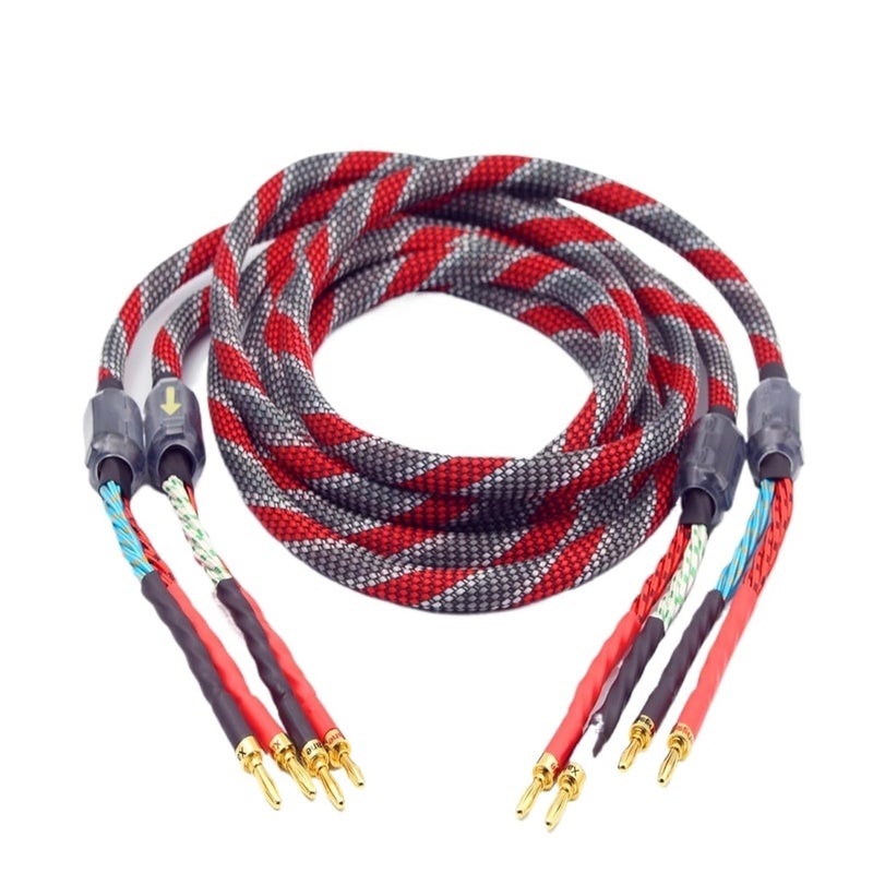 Oxygen Free Copper Audio Speaker Cable 2m HI FI Amplifier Cable with Banana Plugs - Image 4