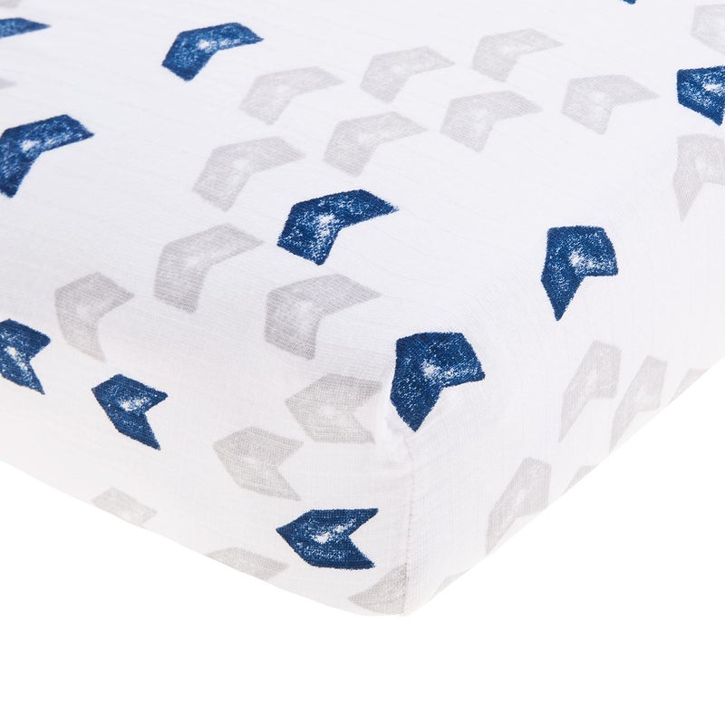 aden + anais aden anais Essentials Classic Crib Sheet 100 Cotton Muslin Super Soft Breathable Tailored Snug Fit Denim Wash