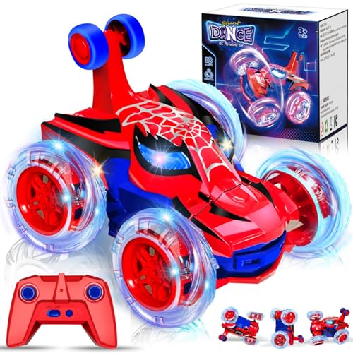 Logth Kids Toys Spider RC Car for Boys 47 Cool Spider Monster Remote Control Crawler Toy 360 Flip Fast Stunt 4WD Light Up Wheel Fun Boy Gift Idea for Birthday Chirstmas Stuff Age 3 4 5 6 7 8 - Image 1