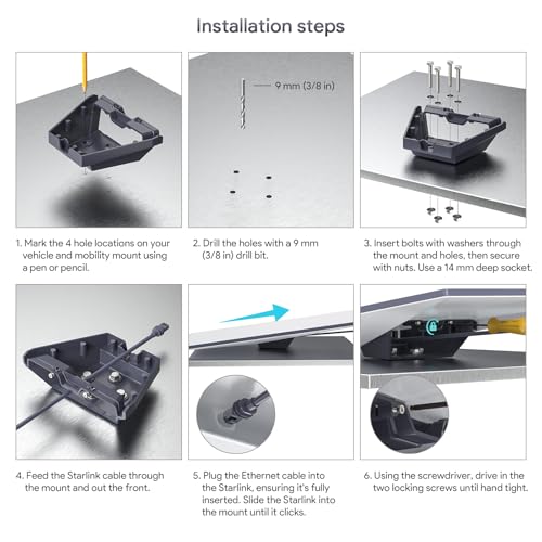 XLTTYWL Starlink Gen 3 Mount, Premium Heavy Duty Starlinks Gen3 Standard Mobility Roof Mount for Gen 3/V3 Starlink Flat Standard Dishy Fits RV, Boat, Wood, Metal, Plastic or Slotted Vehicle Rails - Image 5