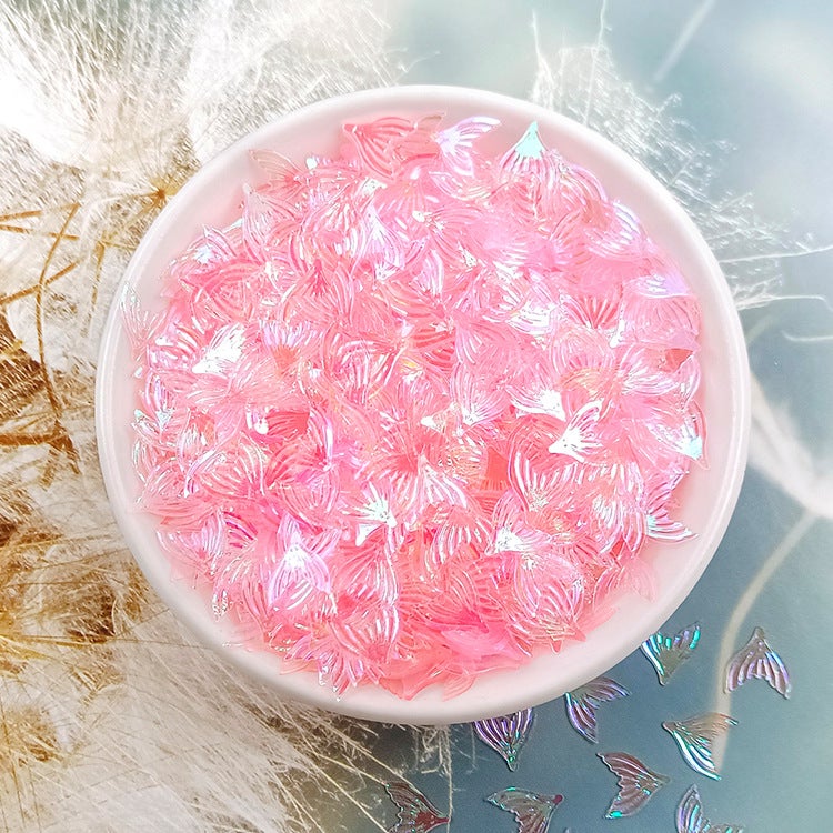 Ya Leduo Transparent Color 10MM Fishtail DIY Jewelry Accessories Golden Light Cross-border Beading Mermaid Ji Live Fishtail Bright C3 transparent powder-J124
