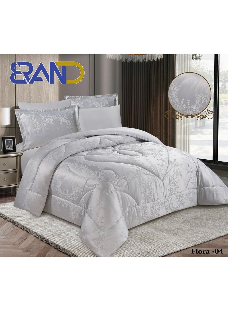 Miral Printed Double Bedding Set – 6 Pieces (Comforter 260×240, Fitted Sheet 200×200×30, 4 Pillowcases) - Image 1
