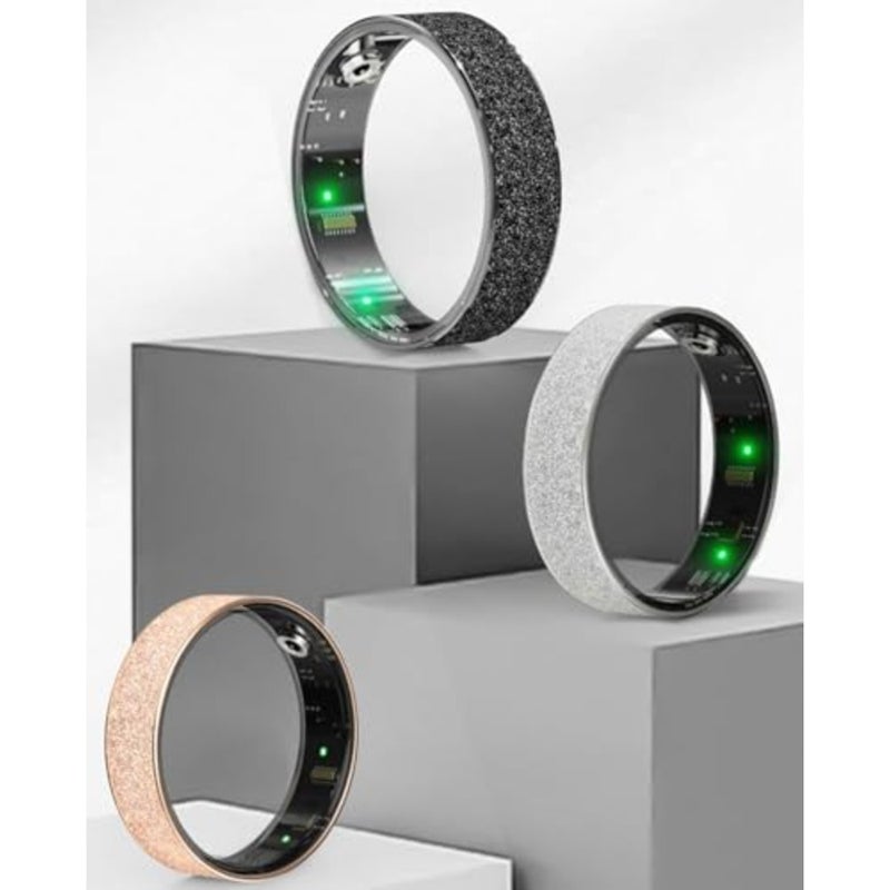 Fitness ring for daily health monitoring, titanium alloy, silver, IP68 waterproof with heart rate, blood pressure, blood oxygen, sleep tracking, pedometer and calorie counter - Image 2