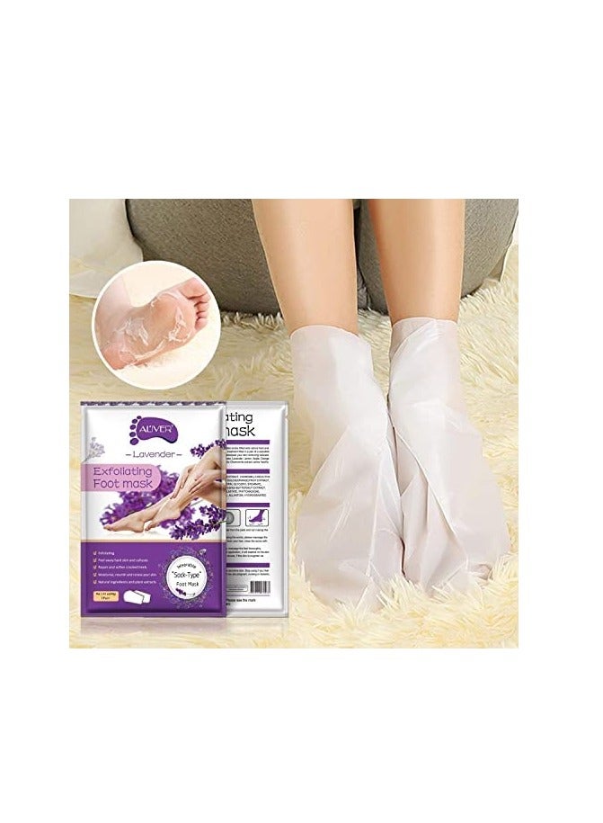ALIVER Foot Peel Masks for Dry Cracked Feet 5 Pack,Exfoliating Foot Mask, Natural Exfoliator for Dead Skin, Callus, Repair Rough Heels for Men Women,Make your Foot Baby Soft in 7 Days, AlIVER (4" - 12")  - Image 2