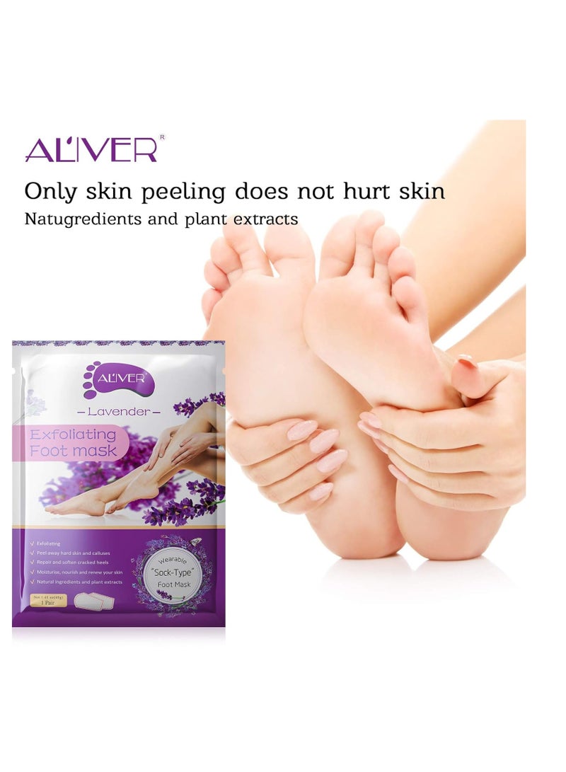 ALIVER Foot Peel Masks for Dry Cracked Feet 5 Pack,Exfoliating Foot Mask, Natural Exfoliator for Dead Skin, Callus, Repair Rough Heels for Men Women,Make your Foot Baby Soft in 7 Days, AlIVER (4" - 12")  - Image 3