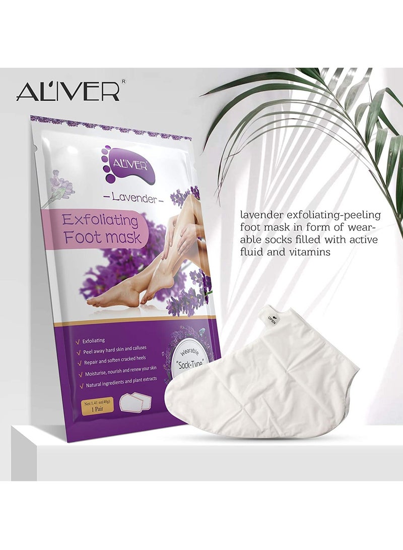 ALIVER Foot Peel Masks for Dry Cracked Feet 5 Pack,Exfoliating Foot Mask, Natural Exfoliator for Dead Skin, Callus, Repair Rough Heels for Men Women,Make your Foot Baby Soft in 7 Days, AlIVER (4" - 12")  - Image 5