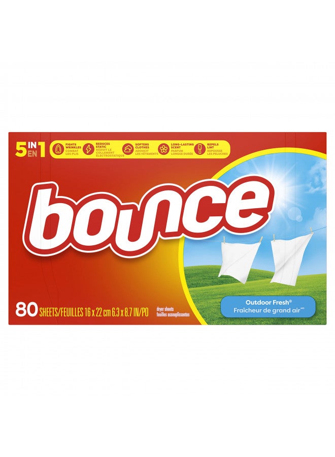 Bounce مناديل مجفف من Bounce، برائحة انتعاش الهواء الطلق، 80 قطعة - قد يختلف التعبئة - Image 1