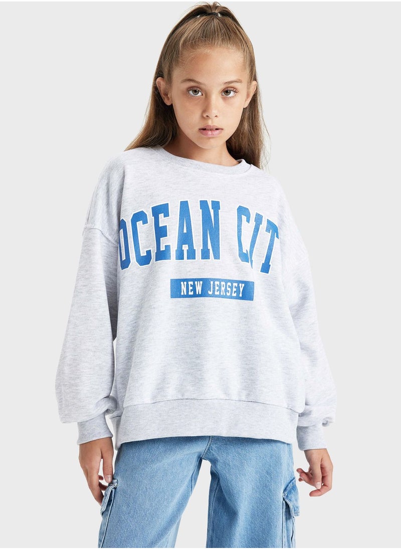 DeFacto - Kids Text Print Sweatshirt - Image 1