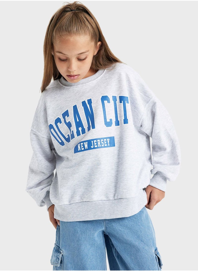 DeFacto - Kids Text Print Sweatshirt - Image 1