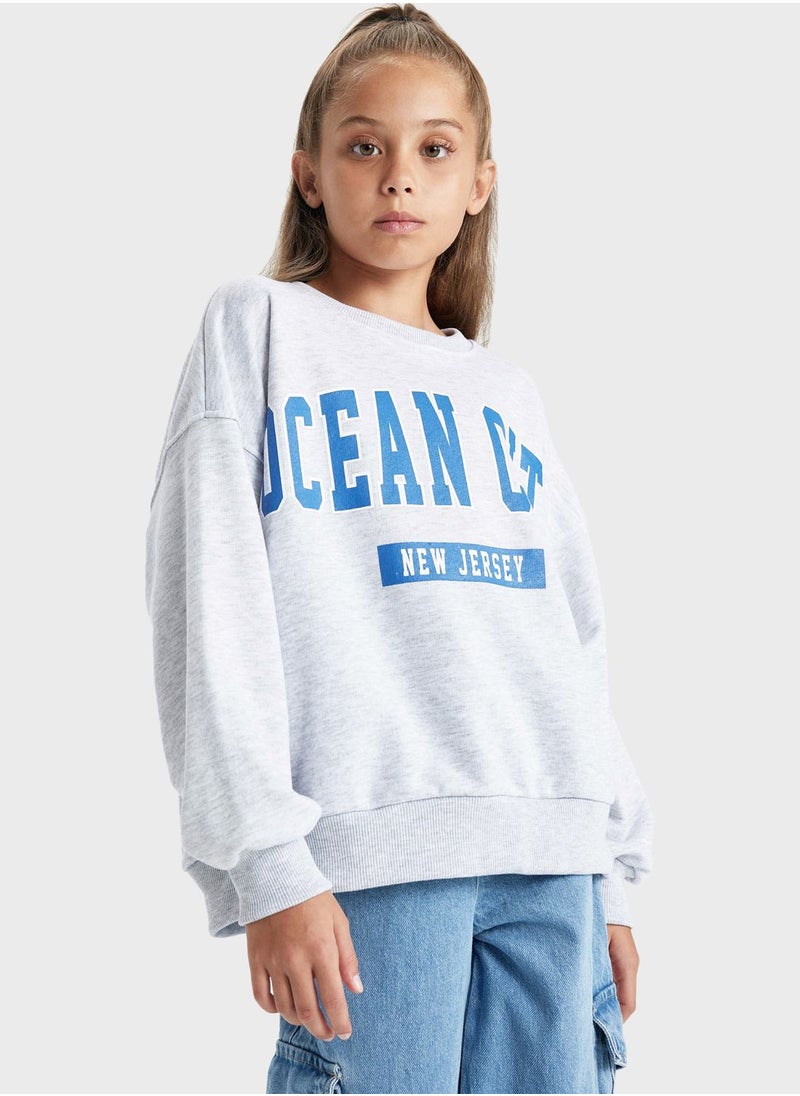 DeFacto - Kids Text Print Sweatshirt - Image 1