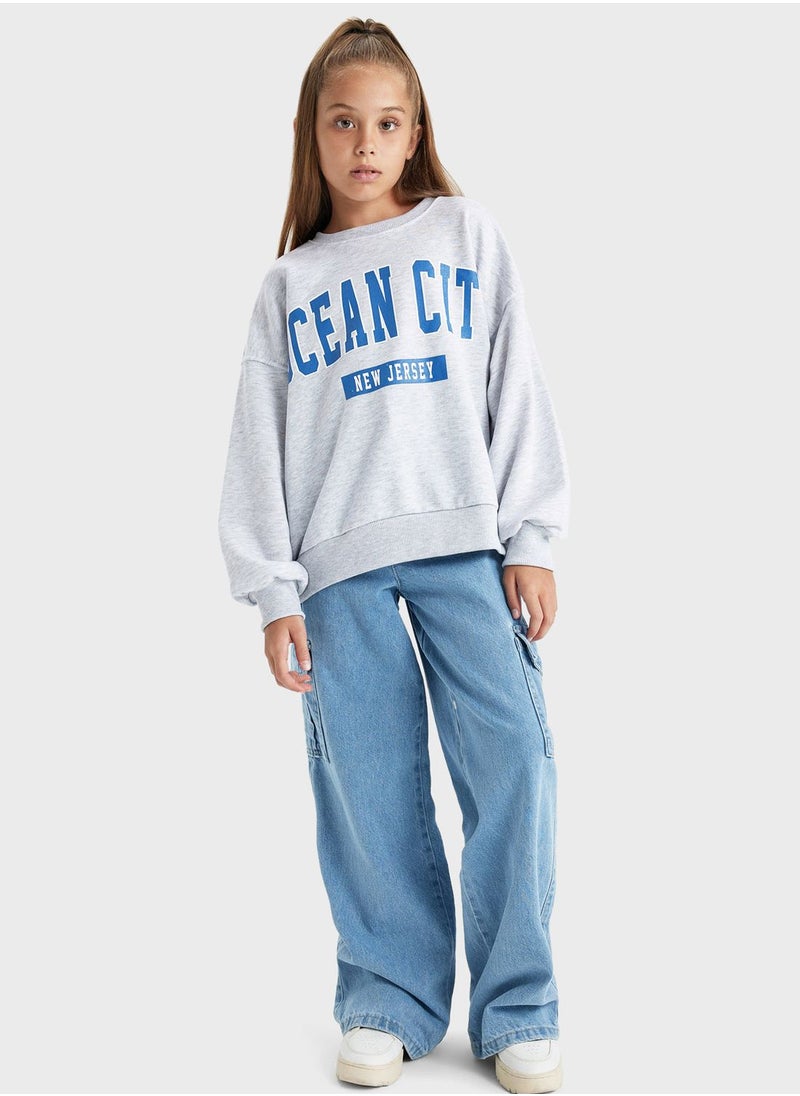 DeFacto - Kids Text Print Sweatshirt - Image 1