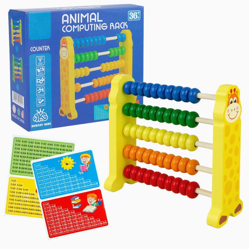 Sealive Wooden Counting Toy 50 Beads Abacus for Kids Math Cartoon Giraffe Counters for Kids Counting Toys for Preschool Learning Development Develops Coordination Motor Skills - Image 3