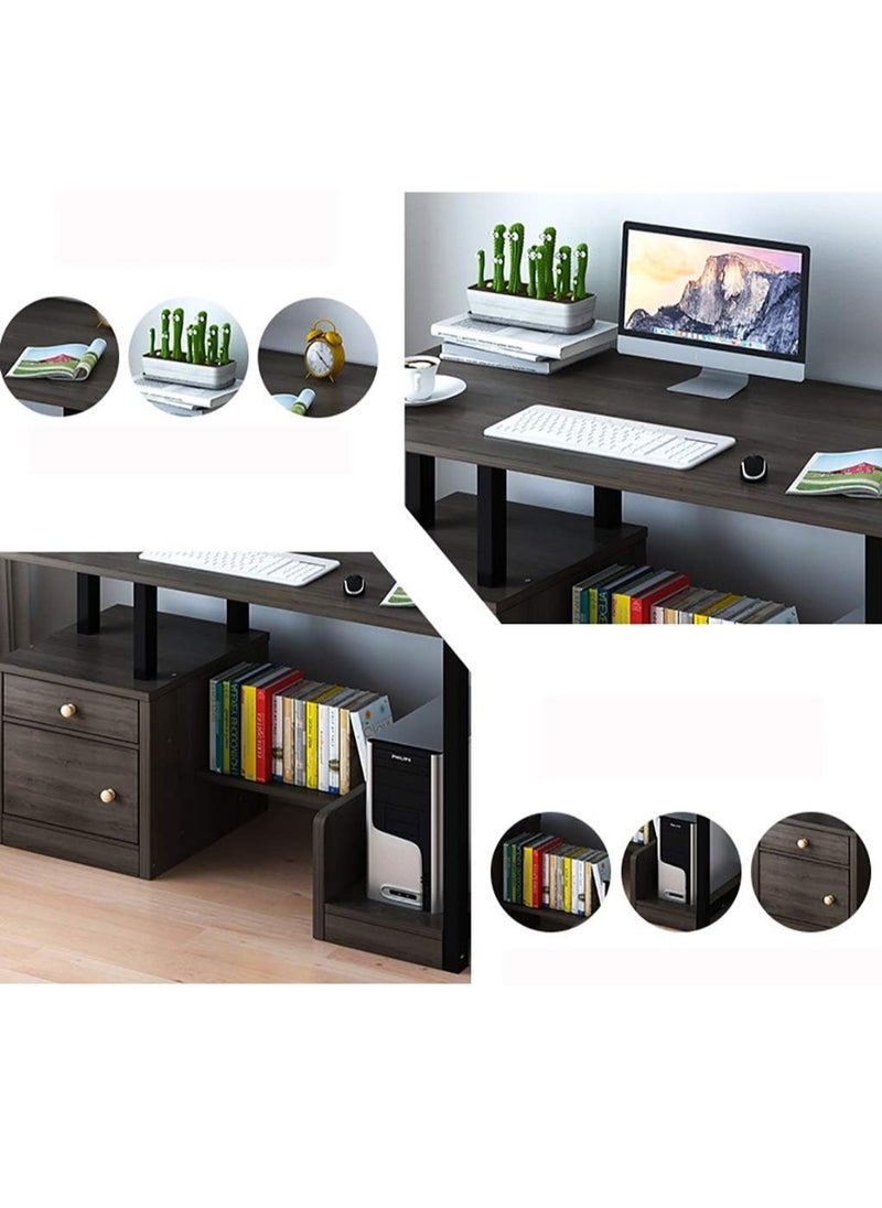 DubaiGallery - Computer Home Office Desk with Keyboard Tray Drawer Storage Large Table Student Writing Table Work Furniture Desk - Image 1