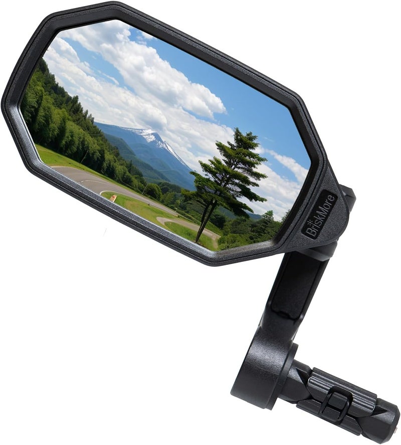 BriskMore Bar End Bike Mirrors, High–Definition Convex Glass Lens for Scooter Electric Bicycle, Scratch Resistant, Ebike Safe Rearview Mirror for Left Side Olny BT-022L - Image 1