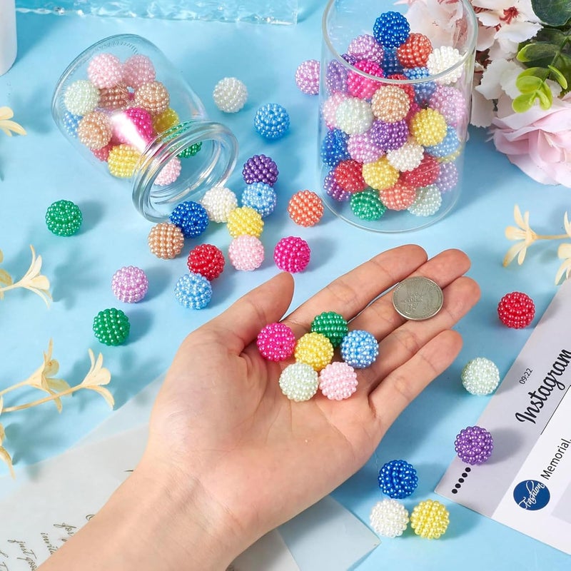 Tdas 100 PCS Dotted Pearl Beads Mermaid Beads Fruit Ball Beads Chunky Bubblegum Moti Angura Beads for Jewellery Making Kit Big Size Necklace Bracelet Earring DIY Arts Crafts Supplies (White - 14MM) - Image 5