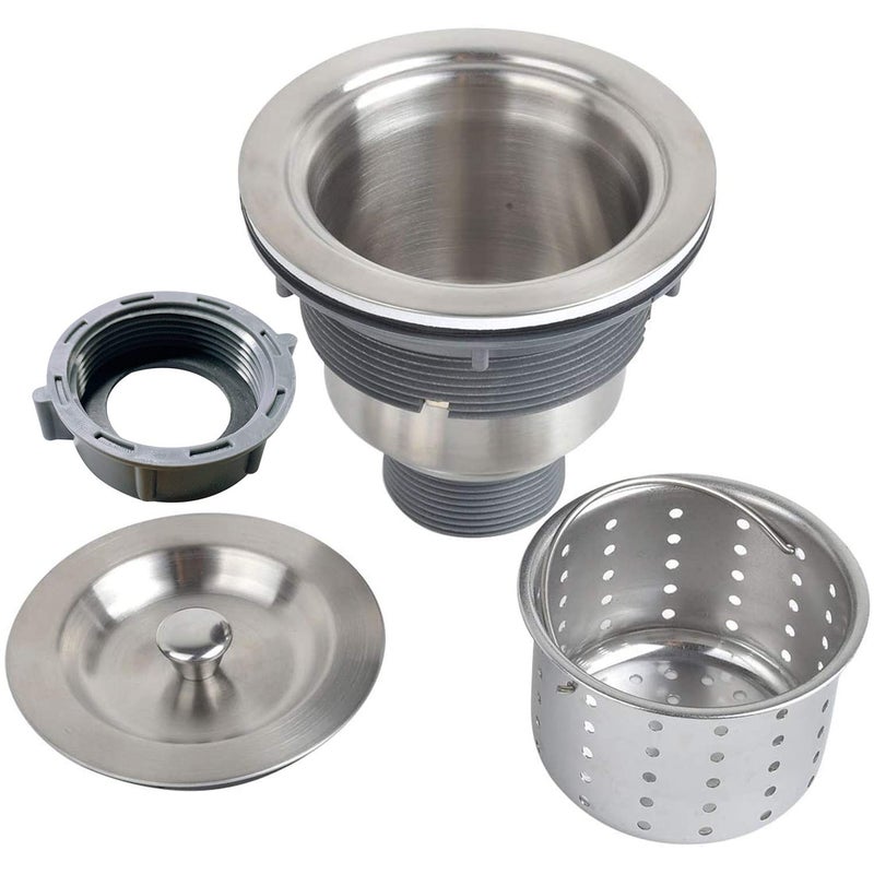 KONE 3-1/2 Inch Sink Drain Assembly Kit, Removable Deep Sink Strainer Basket with Sink Stopper/Sealing Lid for Home, Kitchen, Stainless Steel - Image 2