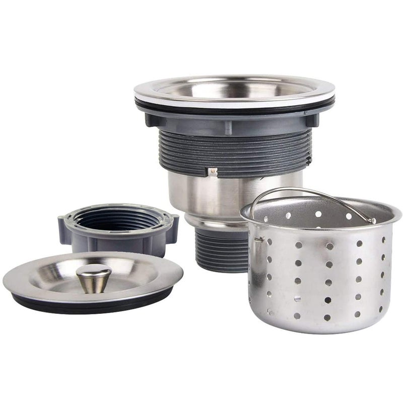 KONE 3-1/2 Inch Sink Drain Assembly Kit, Removable Deep Sink Strainer Basket with Sink Stopper/Sealing Lid for Home, Kitchen, Stainless Steel - Image 1