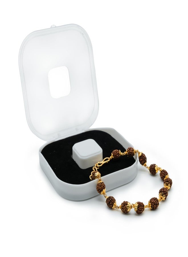 Chitshakti Classic Rudraksha Bracelet | Premium Panchmukhi Rudraksha | Gold Plated Men's Bracelet | Spiritual Jewellery - Image 1