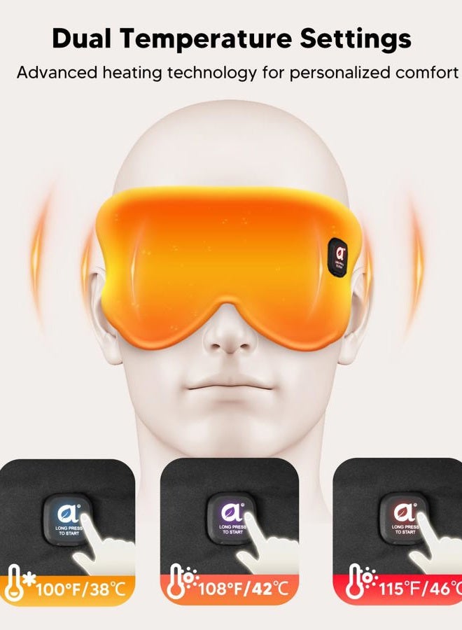 arboleaf Heated Eye Mask for Dry Eyes, Cordless Rechargeable Warm Eye Compress, Temperature Control, Light Blocking, Washable Cover & Travel, 1000mAh Rechargeable Battery - Image 3