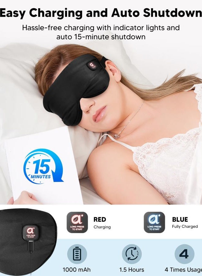 arboleaf Heated Eye Mask for Dry Eyes, Cordless Rechargeable Warm Eye Compress, Temperature Control, Light Blocking, Washable Cover & Travel, 1000mAh Rechargeable Battery - Image 4