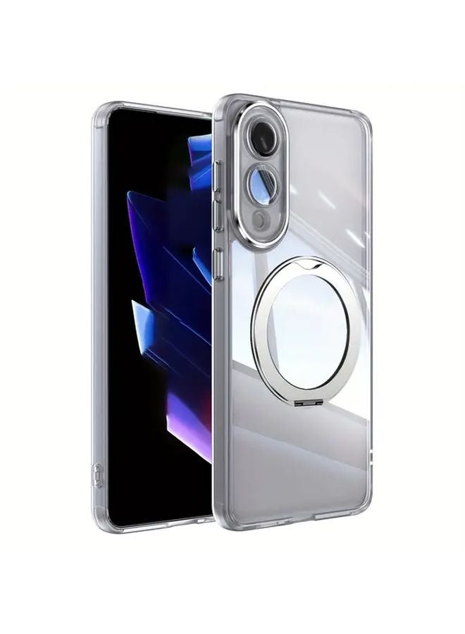 White 360 Rotating Magnetic Stand Case Compatible with Galaxy S24 Ultra with Lens Protector - Image 1