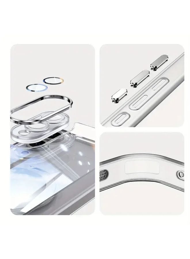 White 360 Rotating Magnetic Stand Case Compatible with Galaxy S24 Ultra with Lens Protector - Image 4