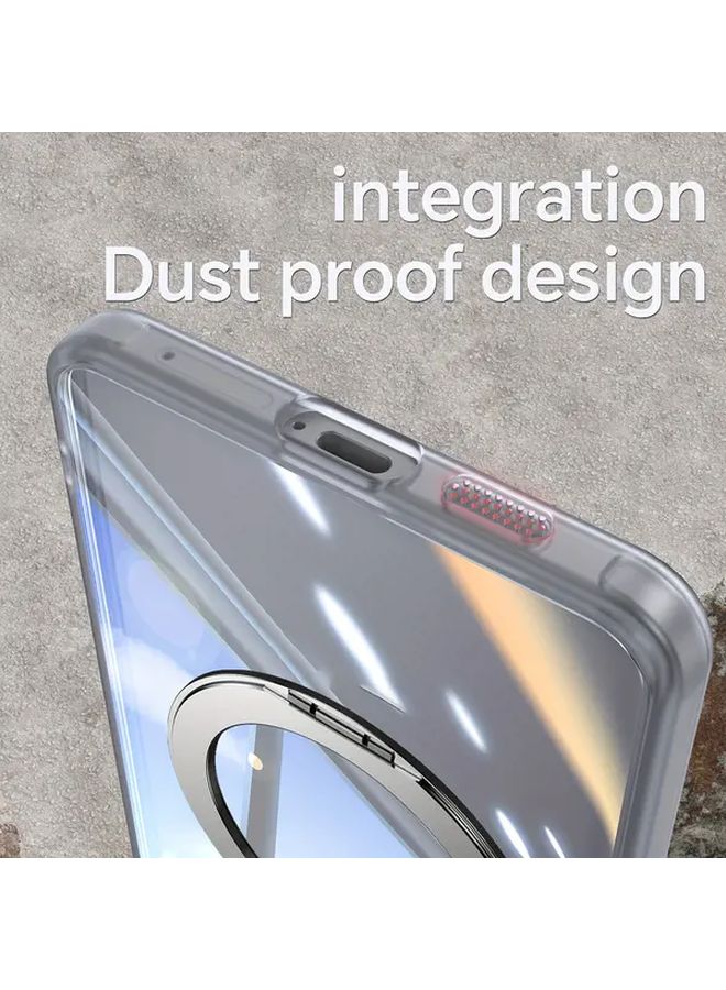 White 360 Rotating Magnetic Stand Case Compatible with Galaxy S24 Ultra with Lens Protector - Image 2