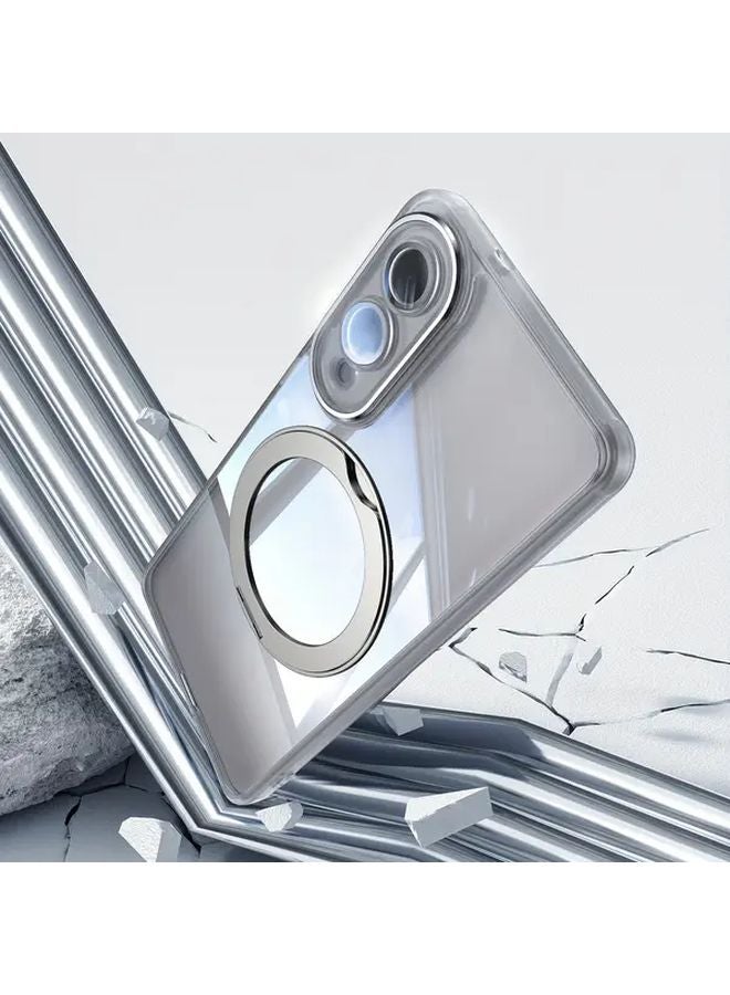 White 360 Rotating Magnetic Stand Case Compatible with Galaxy S24 Ultra with Lens Protector - Image 3
