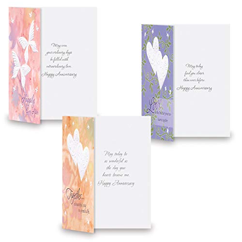 Current Deluxe Embossed Anniversary Greeting Card Set - Value Pack of 16 Cards With White Envelopes, 8 Designs, Large 5" x 7" Assortment - Image 3