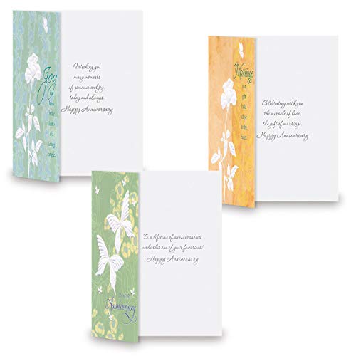 Current Deluxe Embossed Anniversary Greeting Card Set - Value Pack of 16 Cards With White Envelopes, 8 Designs, Large 5" x 7" Assortment - Image 2