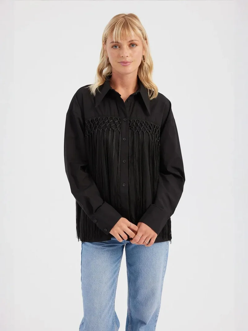 زوبعة قميص فضفاض بشرّابات