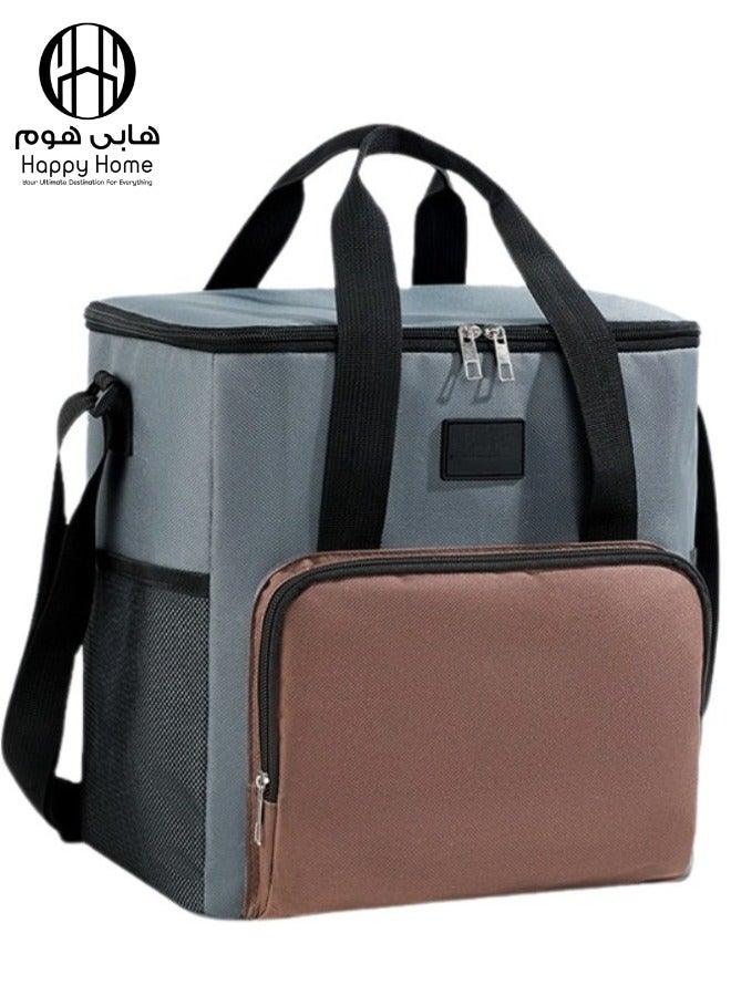 هابي هوم حقيبة غداء حرارية كبيرة 20 لترمقاومة للتسرب ومعزولة مع 4 جيوب وحزام كتف قابل للتعديل مثالية للعمل، المدرسة،الرحلات والنزهات،للرجال والنساء - Image 1