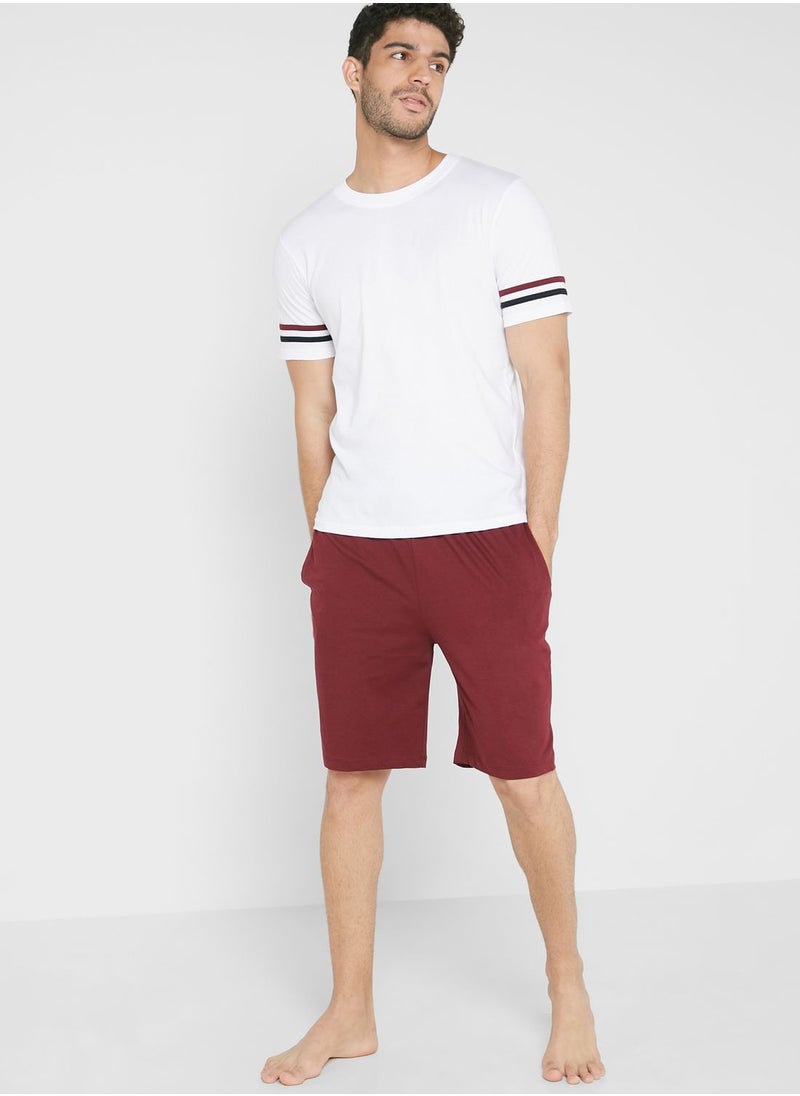 Seventy Five Striped Sleeve Pyjama Shorts Set  - Image 5