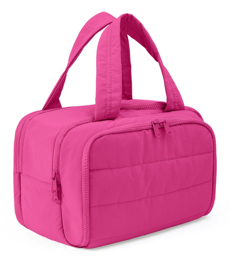 BUZFOWU Travel Toiletry Bag for Women Large Wideopen Puffy Cosmetic Makeup Bag with WetDry Separation MultiPocket Organizer with Carry Handle for Toiletries Cosmetics Essentials Rose Red - Image 2