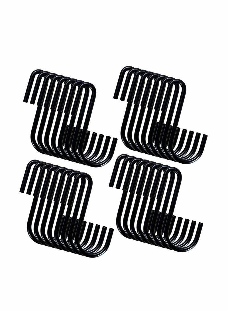 28 Pack Black S Hooks, Steel Heavy Duty S Hanger Hook, Metal Chef Kitchen Tools, Bathroom Utensils, Gardening, Closet Hooks Plants Hooks, Kitchen Pot Rack Hooks, Multiple Uses Tools (Medium)