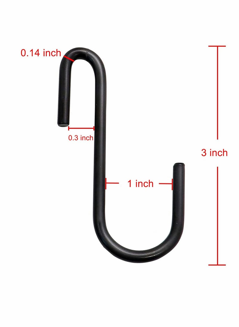 28 Pack Black S Hooks, Steel Heavy Duty S Hanger Hook, Metal Chef Kitchen Tools, Bathroom Utensils, Gardening, Closet Hooks Plants Hooks, Kitchen Pot Rack Hooks, Multiple Uses Tools (Medium)