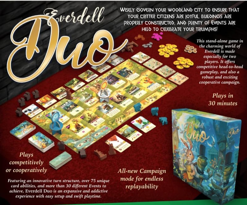 STARLING GAMES Everdell Duo – 2-Player Standalone Board Game with Competitive, Co-Op & Campaign Modes – Strategy Game with Woodland Theme, Ages 10+, Fast 30-Minute Gameplay - Image 2