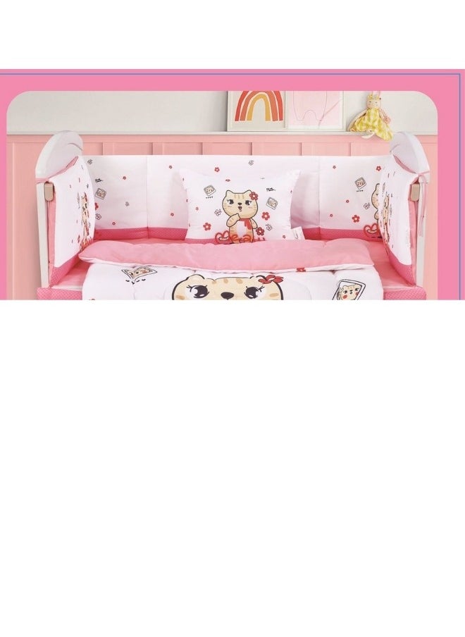 سمارت هوم طقم مفارش سرير أطفال ، مفرش حواجز طقم مكون من لحاف اطفال مقاس 90X145 سم شرشف مطاط 110X160 سم مخده مقاس 35X45 سم حواجز مقاس 33X130 سم حواجز مقاس 33X330 سم  - Image 4