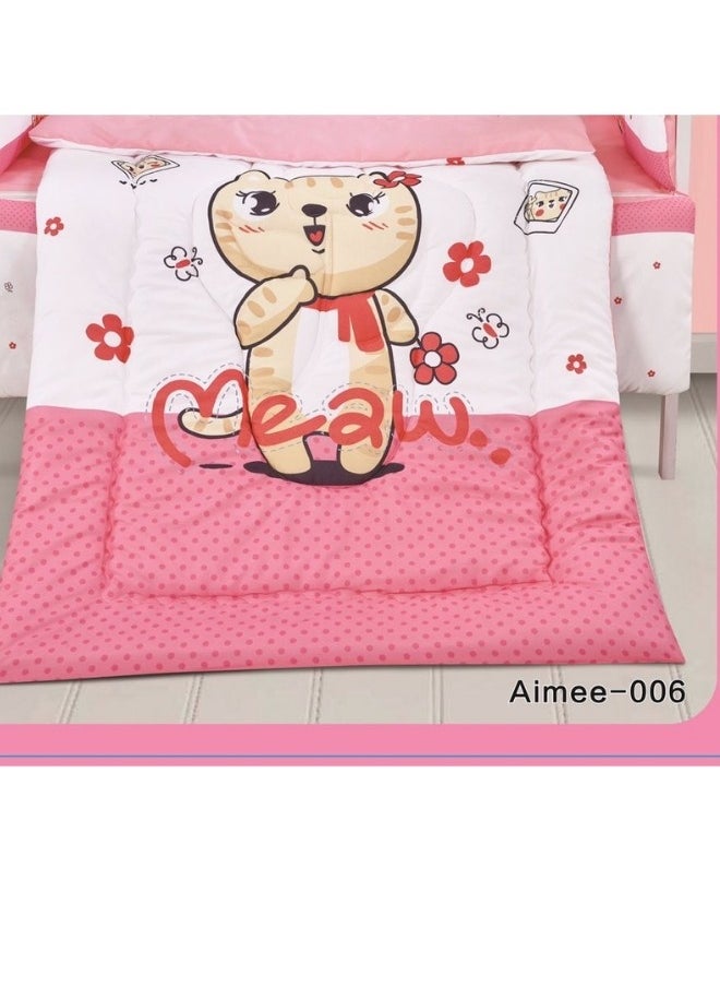 سمارت هوم طقم مفارش سرير أطفال ، مفرش حواجز طقم مكون من لحاف اطفال مقاس 90X145 سم شرشف مطاط 110X160 سم مخده مقاس 35X45 سم حواجز مقاس 33X130 سم حواجز مقاس 33X330 سم  - Image 5
