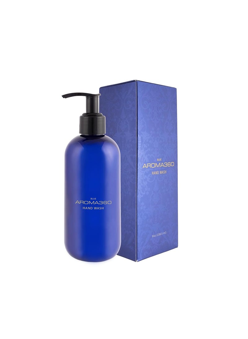 AROMA360 - Aroma360 Blue Hand Wash  Liquid Hand Soap  Hand Wash Dispenser  Body Care Products  Hand Soap for Bathroom Kitchen  Office  Liquid Soap  Scents Include Amber Santal Iris  Oud Wood  8oz - Image 1